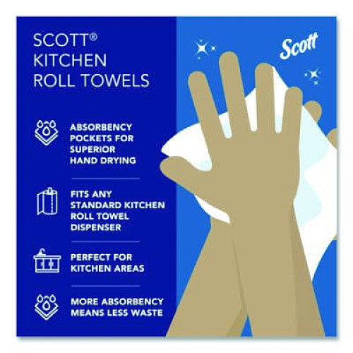 Scott Kitchen Roll Towels, 1-Ply, 11 x 8.75, White, 128/Roll, 20 Rolls/Carton (41482)