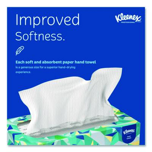 Kleenex Hand Towels, POP-UP Box, Cloth, 1-Ply, 9 x 10.5, Unscented, White, 120/Box, 18 Boxes/Carton (01701CT)