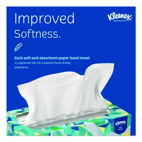 Kleenex Hand Towels, POP-UP Box, Cloth, 1-Ply, 9 x 10.5, Unscented, White, 120/Box (01701)