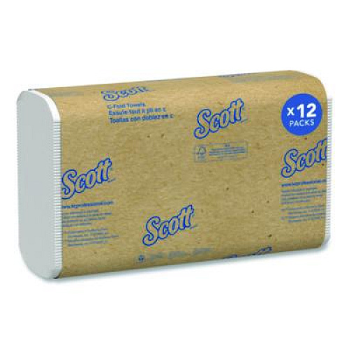 Scott Essential C-Fold Towels for Business, Absorbency Pockets, 1-Ply, 10.13 x 13.15, White, 200/Pack, 12 Packs/Carton (01510)