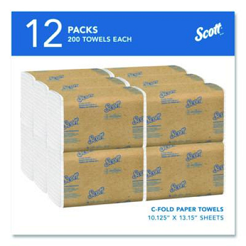 Scott Essential C-Fold Towels for Business, Absorbency Pockets, 1-Ply, 10.13 x 13.15, White, 200/Pack, 12 Packs/Carton (01510)