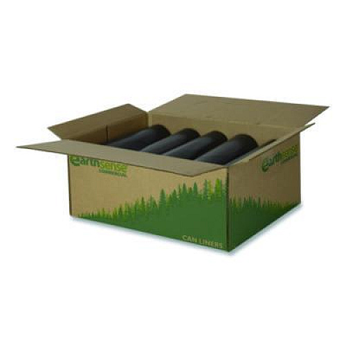 Earthsense Commercial Linear Low Density Recycled Can Liners, 33 gal, 1.65 mil, 33" x 39", Black, 10 Bags/Roll, 10 Rolls/Carton (RNW4060)