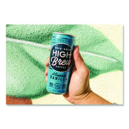 HIGH Brew Coffee Cold Brew Coffee + Protein, Mexican Vanilla, 8 oz Can, 12/Pack (00501)