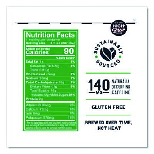 HIGH Brew Coffee Cold Brew Coffee + Protein, Dark Chocolate Mocha, 8 oz Can, 12/Pack (00503)