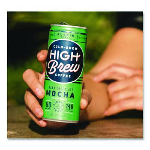 HIGH Brew Coffee Cold Brew Coffee + Protein, Dark Chocolate Mocha, 8 oz Can, 12/Pack (00503)