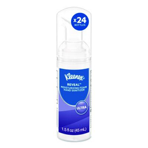 Kleenex Ultra Moisturizing Foam Hand Sanitizer, 1.5 oz Pump Bottle, Unscented, 24/Carton (34604)