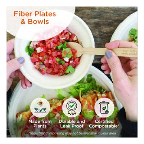 World Centric Fiber Barrel Bowls, 8 oz, 4.5" diameter x 1.8" h, Natural, Paper, 500/Carton (BBSCU8LFS)