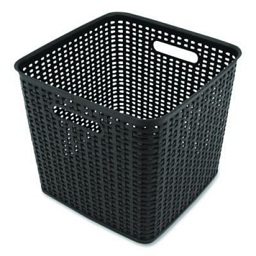 Advantus Plastic Weave Bin, Extra Large, 12.6" x 11.1" x 16.6", Black (37519)