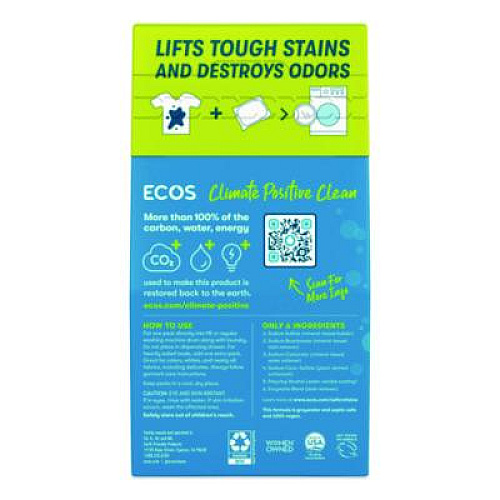 ECOS Laundry Detergent Packs, Free and Clear, 40 Pods/Pack, 6 Packs/Carton (963706CT)