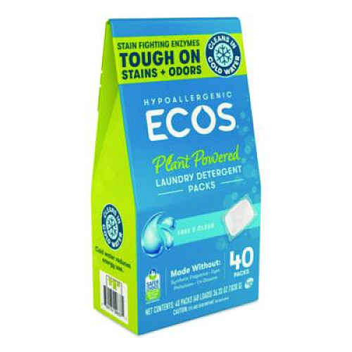 ECOS Laundry Detergent Packs, Free and Clear, 40/Pack (963706EA)