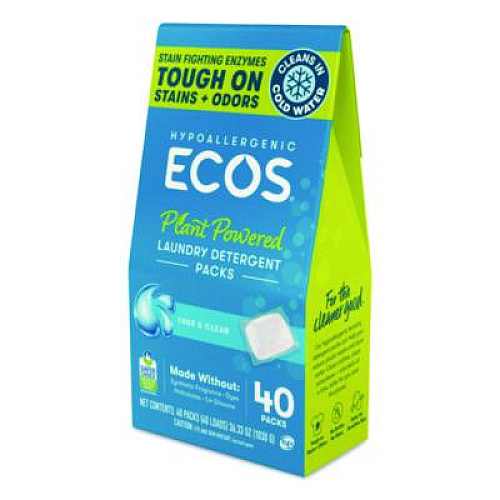 ECOS Laundry Detergent Packs, Free and Clear, 40/Pack (963706EA)