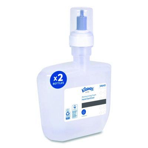 Kleenex Ultra Moisturizing Foam Hand Sanitizer, 1,200 mL Cassette, Unscented, 2/Carton (34643)