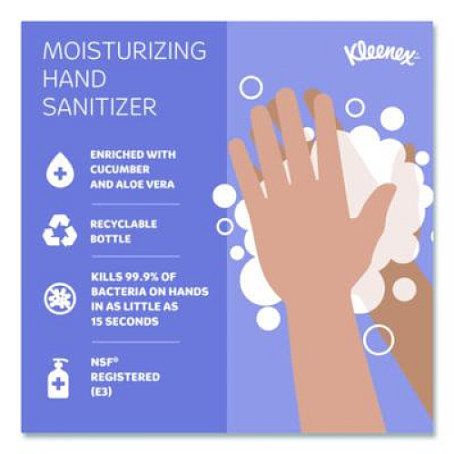 Kleenex Ultra Moisturizing Foam Hand Sanitizer, 1,200 mL Cassette, Unscented, 2/Carton (34643)