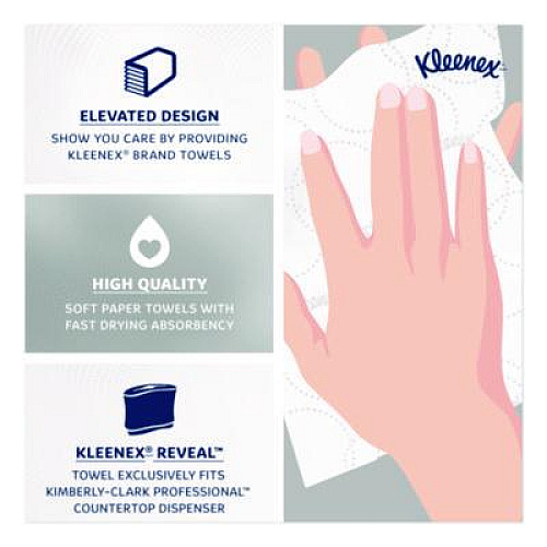 Kleenex Reveal Multi-Fold Towels, 2-Ply, 8 x 9.4, White, 16/Carton (46321)
