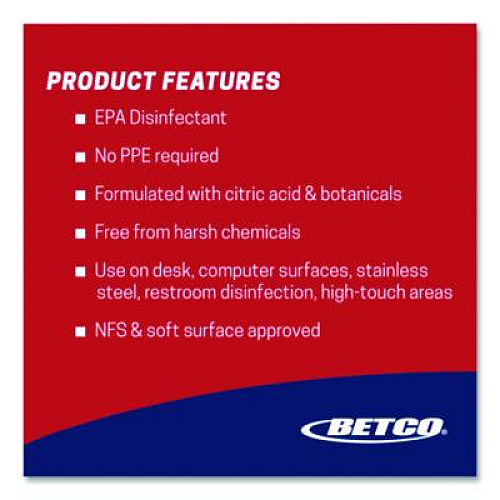 Betco GE Fight Bac RTU Disinfectant, Fresh Scent, 1 gal Bottle, 4/Carton (3900400)