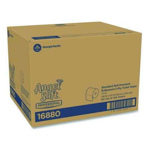 Georgia Pacific Professional Angel Soft ps Premium Bathroom Tissue, Septic Safe, 2-Ply, White, 450 Sheets/Roll, 80 Rolls/Carton (16880)