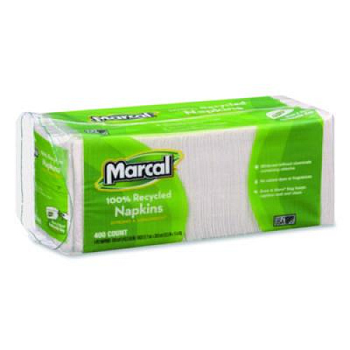 Marcal 100% Recycled Luncheon Napkins, 1-Ply, 11.4 x 12.5, White, 400/Pack (6506PK)