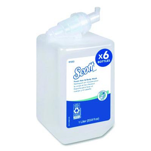 Scott Pro Foam Hair and Body Wash, Floral Scent, 1,000 mL, 6/Carton (91553)