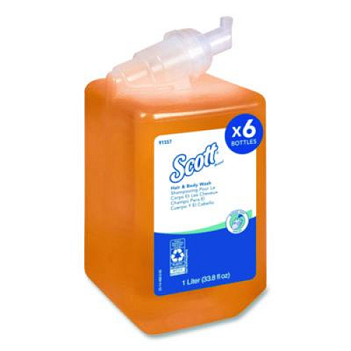Scott Essential Hair and Body Wash, Citrus Floral Scent, 1 L, 6/Carton (91557)