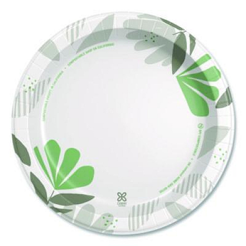 Dixie Pathways Soak Proof Shield Heavyweight Paper Plates, WiseSize, 10.13" dia, Green/Burgundy, 500/Carton (SXP10PATH)