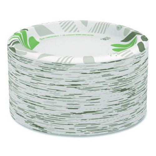 Dixie Pathways Soak Proof Shield Heavyweight Paper Plates, WiseSize, 8.5" dia, Green/Burgundy, 500/Carton (SXP9PATH)