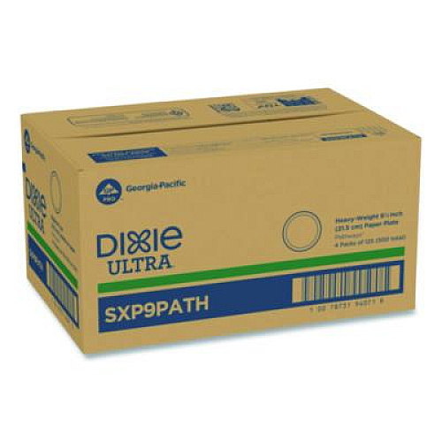 Dixie Pathways Soak Proof Shield Heavyweight Paper Plates, 8.5" dia, Green/Burgundy, 125/Pack (SXP9PATHPK)