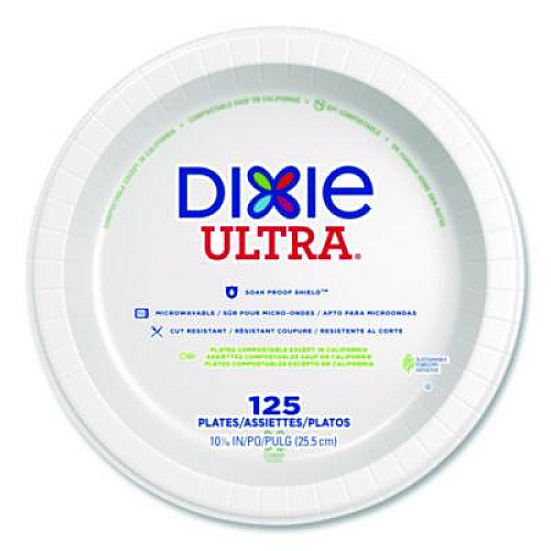 Dixie Ultra Heavy-Weight Paper Plates, 10" dia, White, 125/Pack, 4 Packs/Carton (SXP10W)