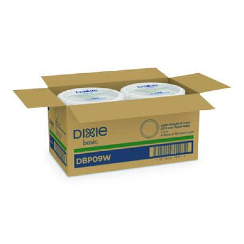 Dixie Paper Dinnerware, Plate, 8.5" dia, White, 125/Pack (DBP09W)
