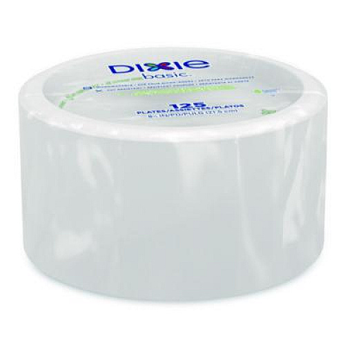 Dixie Paper Dinnerware, Plate, 8.5" dia, White, 125/Pack, 4/Carton (DBP09WCT)