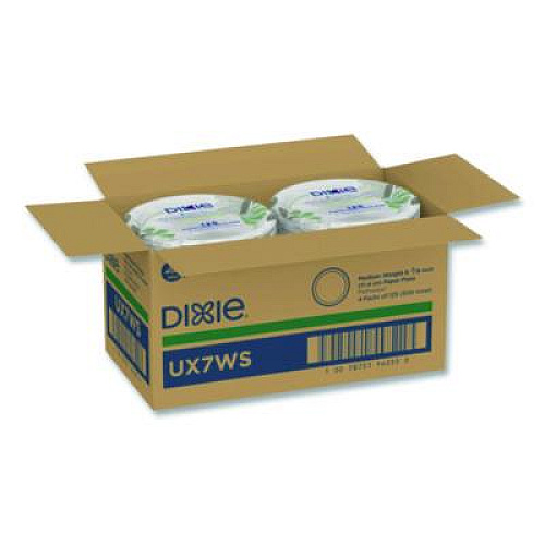 Dixie Pathways Soak-Proof Shield Mediumweight Paper Plates, WiseSize, 6.87" dia, Green/Burgundy, 500/Carton (UX7WS)