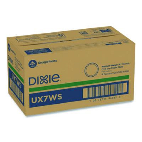 Dixie Pathways Soak-Proof Shield Mediumweight Paper Plates, WiseSize, 6.87" dia, Green/Burgundy, 500/Carton (UX7WS)