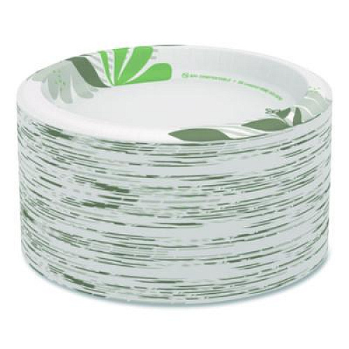 Dixie Pathways Soak-Proof Shield Mediumweight Paper Plates, 8.5" dia., Green/Burgundy, 1,000/Carton (UX9PATH)