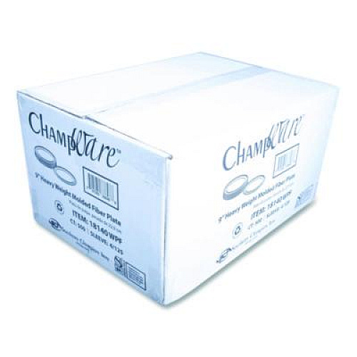 SCT ChampWare Molded Fiber Tableware, Molded Fiber Plate, 9" dia, White, 125 Plates/Sleeve, 4 Sleeves/Carton (18140WPF)