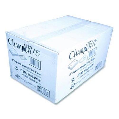 SCT ChampWare Molded Fiber Tableware, Square Molded Fiber Plate, 8" x 8", White, 125 Plates/Sleeve, 4 Sleeves/Carton (18630WPF)