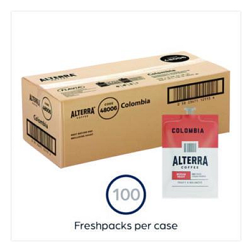 ALTERRA Coffee Freshpack Pods, Colombia, Medium Roast, 0.28 oz, 100/Carton (MDRA180)