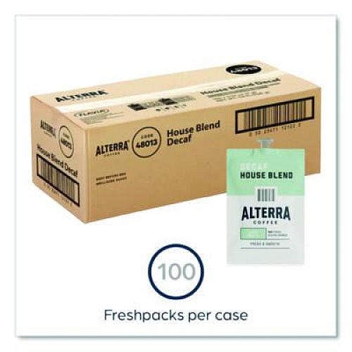 ALTERRA Coffee Freshpack Pods, House Blend Decaf, Light Roast, 0.25, 100/Carton (MDRA187)