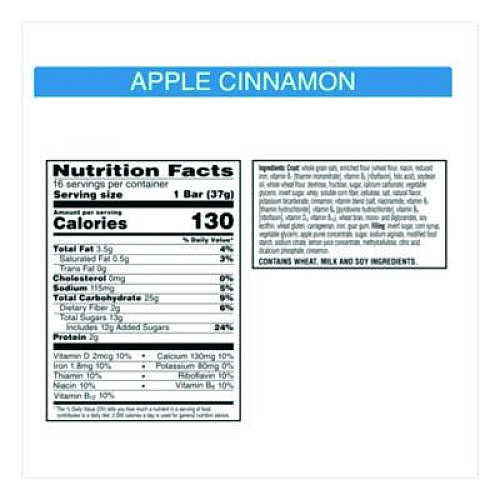 Kellogg's Nutri-Grain Soft Baked Breakfast Bars, Apple-Cinnamon, Indv Wrapped 1.3 oz Bar, 16/Box (35645)