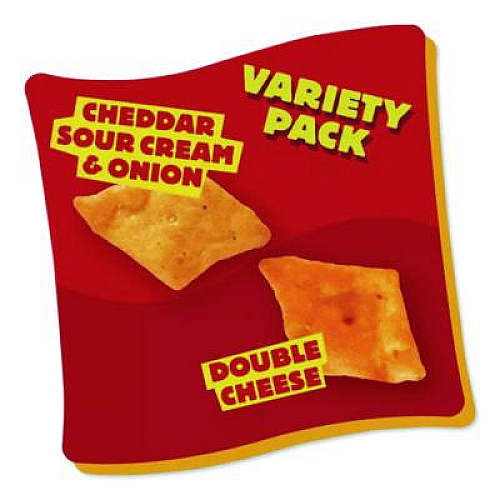 Cheez-It Snap'd Crackers Variety Pack, Cheddar Sour Cream and Onion; Double Cheese, 0.75 oz Bag, 42/Carton (11500)
