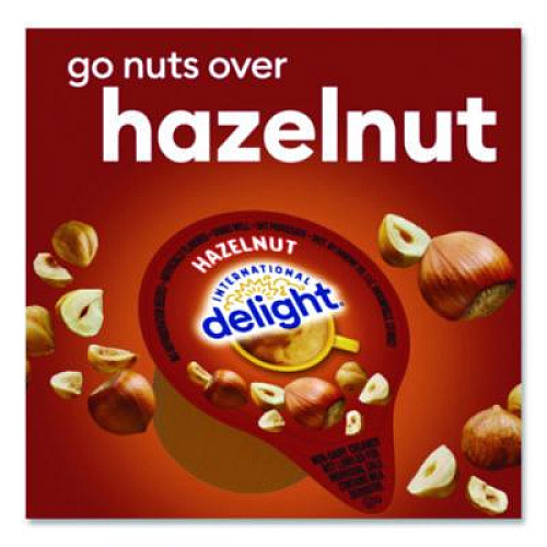 International Delight Flavored Liquid Non-Dairy Coffee Creamer, Hazelnut, 0.44 oz Mini Cups, 48/Box (02283)