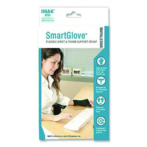 IMAK RSI SmartGlove Flexible Wrist and Thumb Support Splint, Medium, Fits Left Hand/Right Hand, Black (A20162)