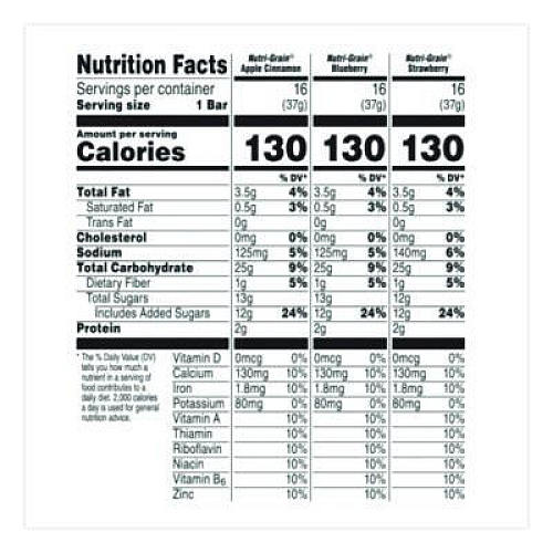 Kellogg's Nutri-Grain Soft Baked Breakfast Bars, Assorted, 1.3 oz Bar, 48/Carton (22000508)