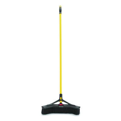 Rubbermaid Commercial Maximizer Push-to-Center Broom, Poly Bristles, 18 x 58.13, Steel Handle, Yellow/Black (2018727)