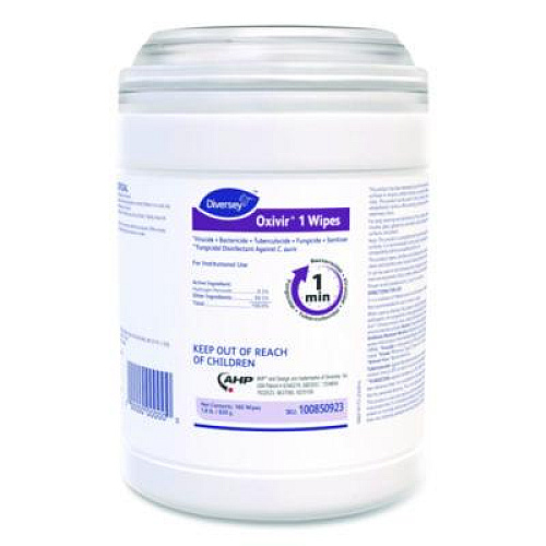 Diversey Oxivir 1 Wipes, 1-Ply, 6 x 7, 160/Canister, 12 Canisters/Carton (100850923)