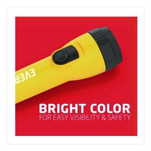 Eveready LED Industrial Economy Flashlight, 2 D Batteries (Sold Separately), Yellow/Black (1251L)