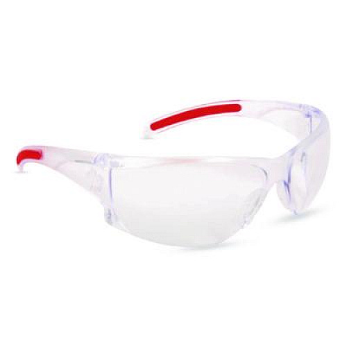 MCR Safety Hulk HK1 Series Safety Glasses, Clear/Red Full Frame, Clear Dual Lens (HK110AF)