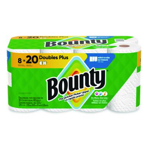 Bounty Select-a-Size Kitchen Roll Paper Towels, 2-Ply, 5.9 x 11, White, 103 Sheets/Double Plus Roll, 8 Rolls/Pack (19274)