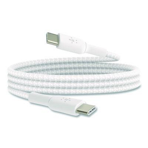Belkin BOOST CHARGE Braided USB-C to USB-C Cable, 3.3 ft, White (CAB004BT1MWH)