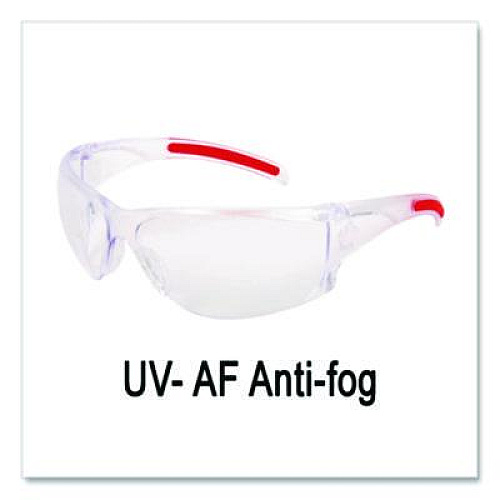 MCR Safety Hulk HK1 Series Safety Glasses, Clear/Red Full Frame, Clear Dual Lens (HK110AF)