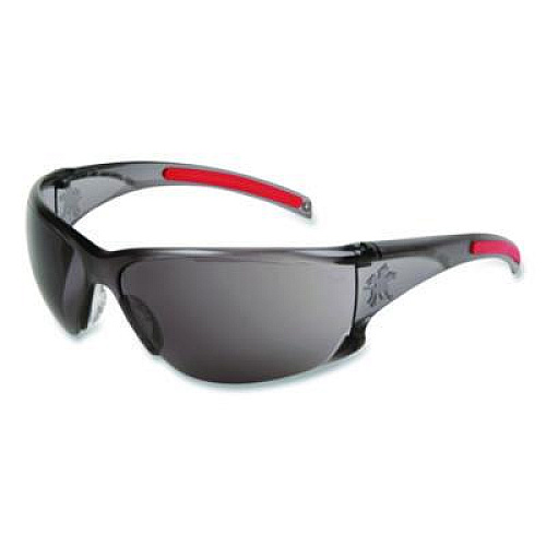 MCR Safety Hulk HK1 Series Safety Glasses, Smoke/Red Full Frame, Gray Dual Lens (HK112AF)