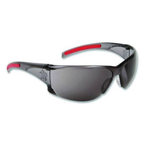 MCR Safety Hulk HK1 Series Safety Glasses, Smoke/Red Full Frame, Gray Dual Lens (HK112AF)